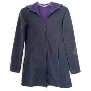 Athleta Gray Hooded Fleece Zip Up Jacket